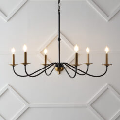 JONATHAN Y Wicklow 34.75" Iron Bohemian Farmhouse 6 -Light Black Iron Chandelier