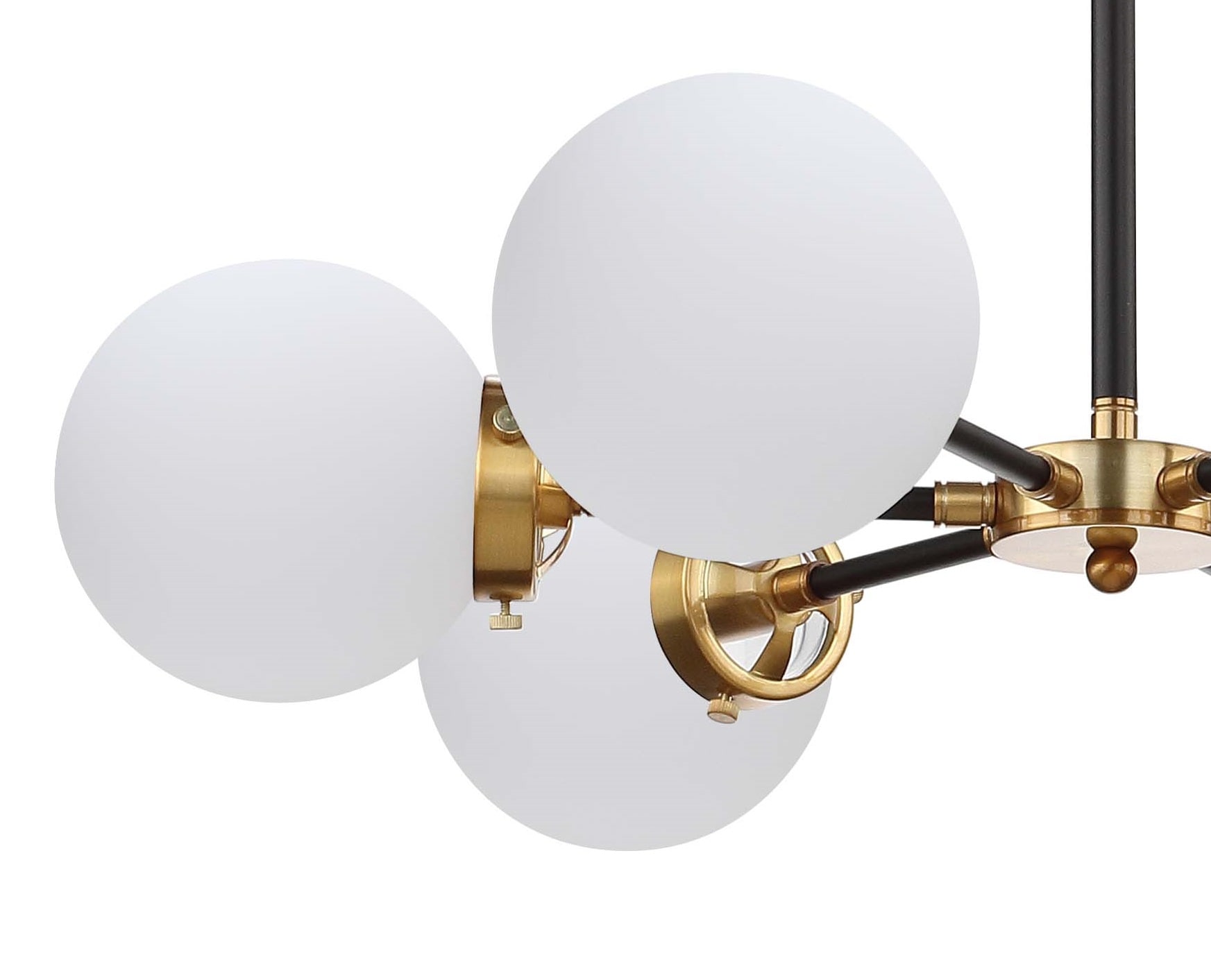 JONATHAN Y 28" Caleb Transitional 6 -Light Brass gold/black Modern/contemporary Frosted glass Globe Large Hanging Pendant Light JONATHAN Y 28" Caleb Transitional 6 -Light Brass gold/black Modern/contemporary Frosted glass Globe Large Hanging Pendant Light