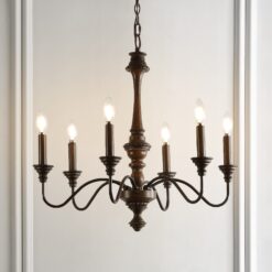 JONATHAN Y Oakley 25" Iron Rustic 6 -Light Oil-rubbed Black Bare bulb Metal Chandelier
