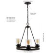 JONATHAN Y Coronet 20-in. Seeded Glass/Iron Rustic Round 3 -Light Oil-rubbed Black Seeded glass Iron Chandelier