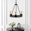 JONATHAN Y Coronet 20-in. Seeded Glass/Iron Rustic Round 3 -Light Oil-rubbed Black Seeded glass Iron Chandelier