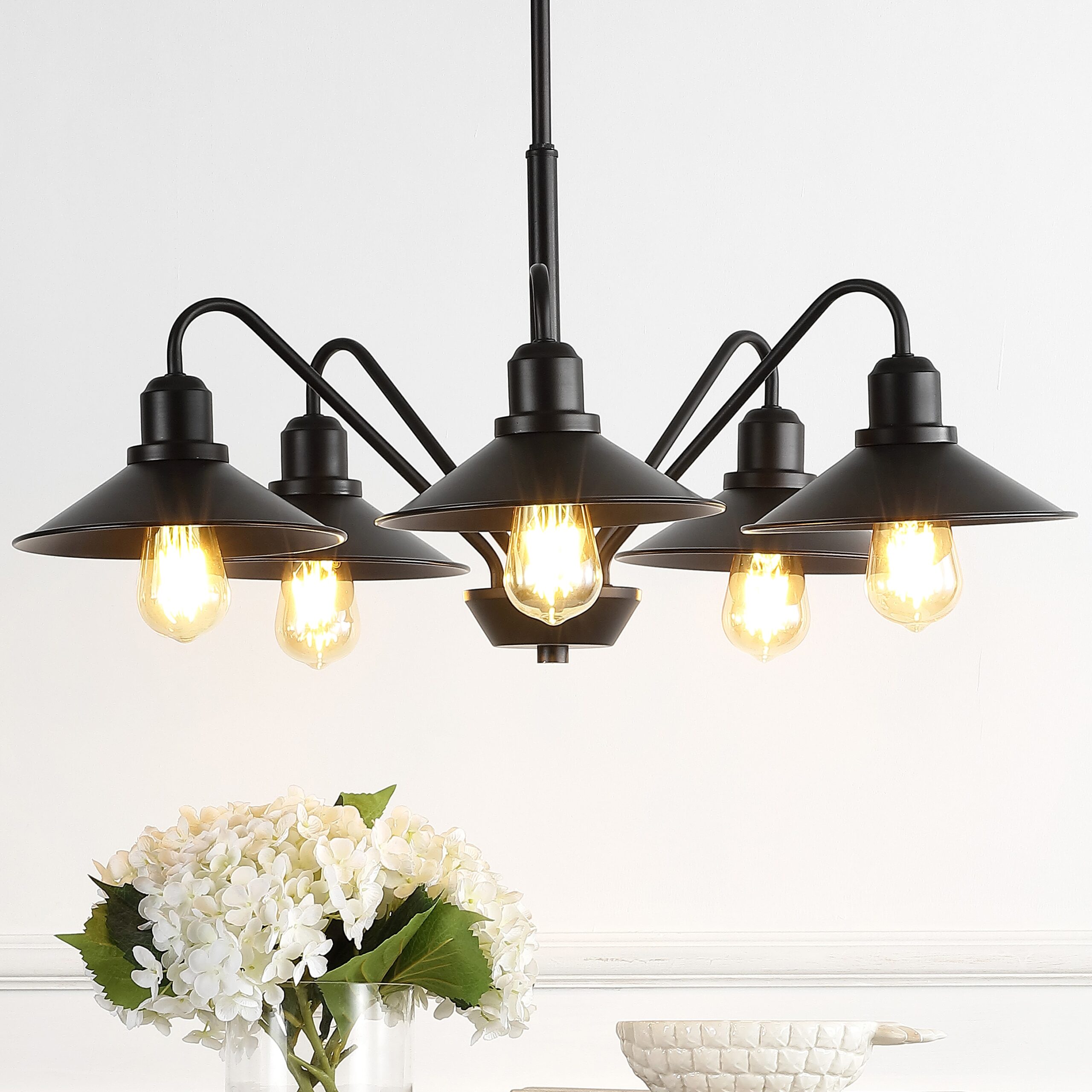JONATHAN Y Cole Industrial Rustic 5 -Light Oil Rubbed Bronze Farmhouse Metal Linear Large Hanging Pendant Light JONATHAN Y Cole Industrial Rustic 5 -Light Oil Rubbed Bronze Farmhouse Metal Linear Large Hanging Pendant Light