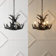 JONATHAN Y Nelle 18" Resin Adjustable Antler 3 -Light Black Antler Resin Chandelier JONATHAN Y Nelle 18