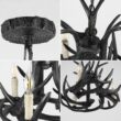 JONATHAN Y Nelle 18" Resin Adjustable Antler 3 -Light Black Antler Resin Chandelier JONATHAN Y Nelle 18