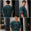 Custom Midnight Green Black-White Classic Style Hybrid Mesh Football Jersey With Name Patch