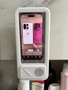 Waterproof Shower Phone Holder with Bluetooth Speaker and 360° Rotating Touch Screen Case