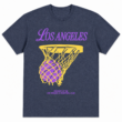 Los Angeles Retro Basketball Hoop Graphic T-Shirt Vintage Sports Fan Tee