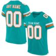 Custom Aqua White-Orange Classic Style Hybrid Mesh Football Jersey With Name Patch
