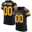 Custom Black Gold-White Classic Style Hybrid Mesh Football Jersey With Name Patch