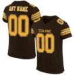Custom Brown Gold-White Classic Style Hybrid Mesh Football Jersey With Name Patch