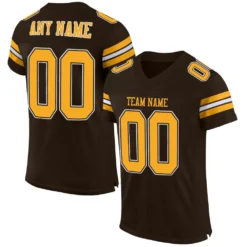Custom Brown Gold-White Classic Style Hybrid Mesh Football Jersey With Name Patch
