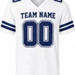 Custom Football Jersey for Men and Women, White Navy