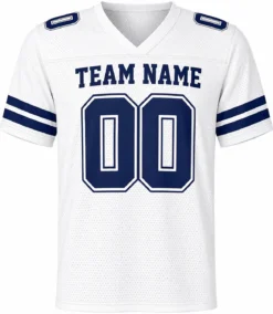 Custom Football Jersey for Men and Women, White Navy