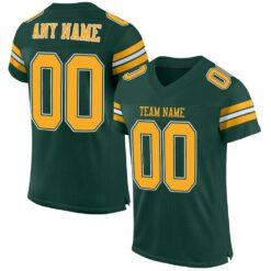 Custom Green Gold-White Classic Style Hybrid Mesh Football Jersey With Name Patch
