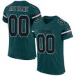 Custom Midnight Green Black-White Classic Style Hybrid Mesh Football Jersey With Name Patch