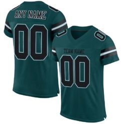 Custom Midnight Green Black-White Classic Style Hybrid Mesh Football Jersey With Name Patch