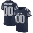 Custom Navy Gray-White Classic Style Hybrid Mesh Football Jersey With Name Patch