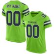 Custom Neon Green Navy-White Classic Style Hybrid Mesh Football Jersey With Name Patch