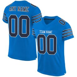 Custom Panther Blue Navy-White Classic Style Hybrid Mesh Football Jersey With Name Patch