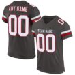 Custom Pewter White-Red Classic Style Hybrid Mesh Football Jersey With Name Patch