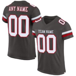 Custom Pewter White-Red Classic Style Hybrid Mesh Football Jersey With Name Patch