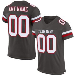Custom Pewter White-Red Classic Style Hybrid Mesh Football Jersey With Name Patch