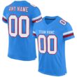Custom Powder Blue White-Red Classic Style Hybrid Mesh Football Jersey With Name Patch