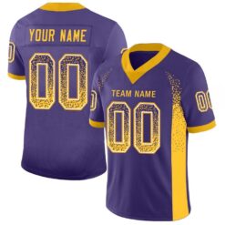 Custom Purple Gold-White Drift Hybrid Mesh Football Jersey With Name Patch