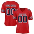 Custom Red Navy-White Classic Style Hybrid Mesh Football Jersey With Name Patch