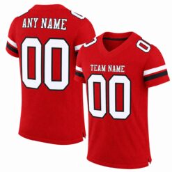 Custom Red White Black Mesh Football Jersey