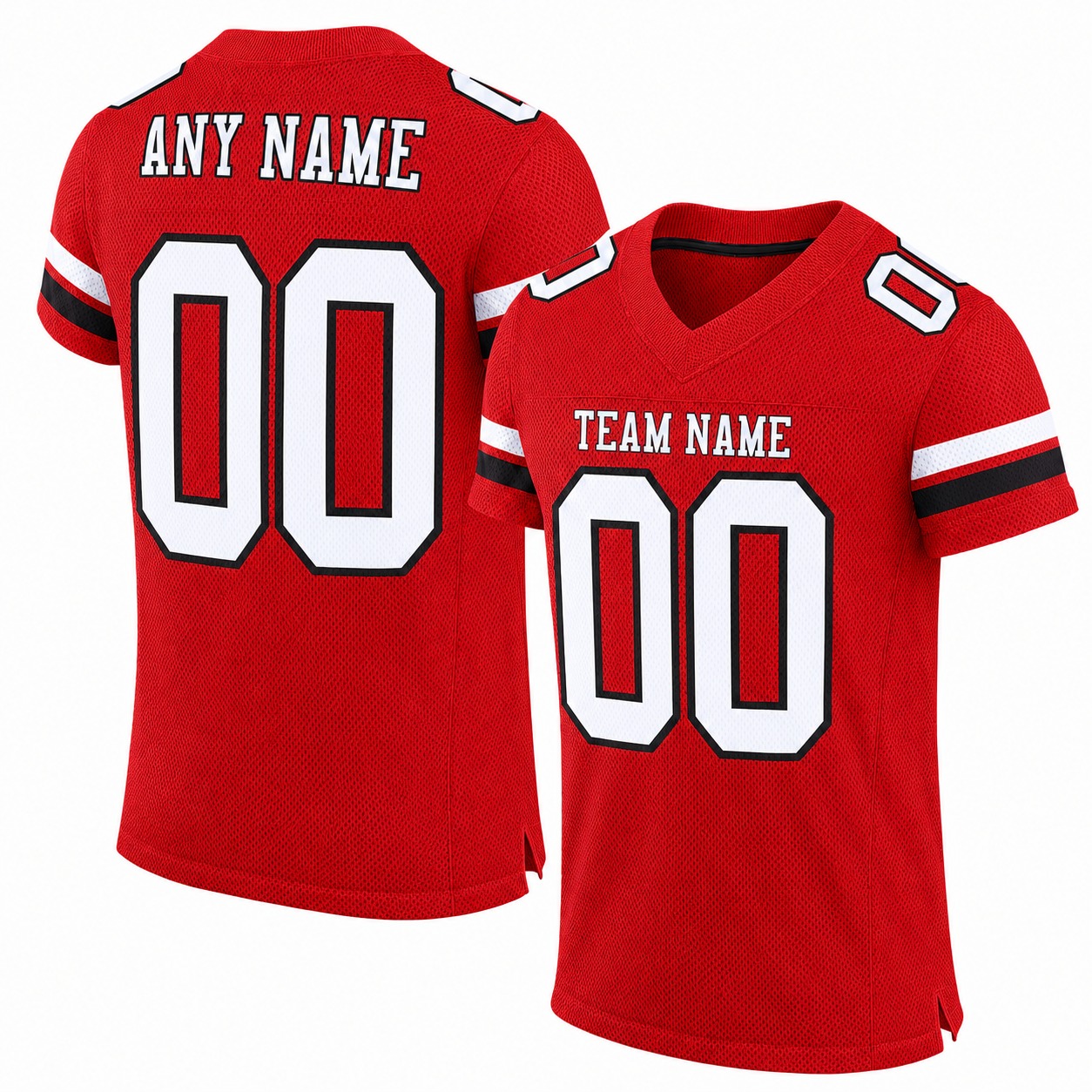 Custom Red White Black Mesh Football Jersey Custom Red White Black Mesh Football Jersey
