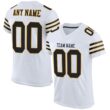 Custom White Black-Gold Classic Style Hybrid Mesh Football Jersey With Name Patch