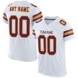 Custom White Burgundy-Gold Classic Style Hybrid Mesh Football Jersey With Name Patch