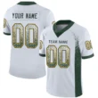 Custom White Green-Gold Drift Hybrid Mesh Football Jersey With Name Patch