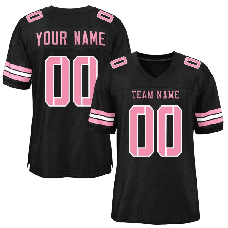 Custom Black Pink-White Classic Style Hybrid Mesh Football Jersey With Name Patch