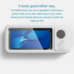 Waterproof Shower Phone Holder with Bluetooth Speaker and 360° Rotating Touch Screen Case