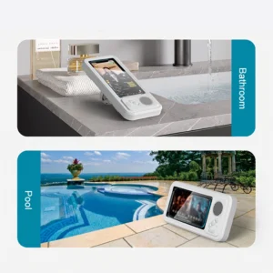 Waterproof Shower Phone Holder with Bluetooth Speaker and 360° Rotating Touch Screen Case
