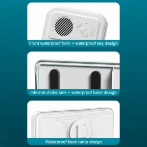 Waterproof Shower Phone Holder with Bluetooth Speaker and 360° Rotating Touch Screen Case
