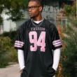 Custom Black Pink-White Classic Style Hybrid Mesh Football Jersey With Name Patch
