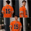 Custom Orange Navy-White Classic Style Hybrid Mesh Football Jersey With Name Patch