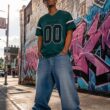 Custom Midnight Green Black-White Classic Style Hybrid Mesh Football Jersey With Name Patch