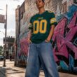 Custom Green Gold-White Classic Style Hybrid Mesh Football Jersey With Name Patch