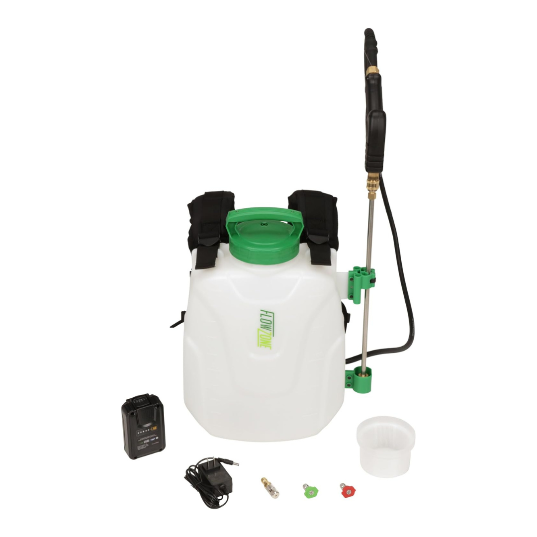 FlowZone Storm 2.5 Battery Powered Backpack Sprayer - Variable-Pressure 5-Position Electric Lawn & Garden Sprayer - 2.5 Gallon FlowZone Storm 2.5 Battery Powered Backpack Sprayer - Variable-Pressure 5-Position Electric Lawn & Garden Sprayer - 2.5 Gallon