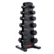 CAP Rubber Coated Hex Dumbbell Set with Storage Rack | 100–210 lb Options, Space-Saving Vertical Compact Storage for Home Gym Strength Training