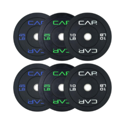 CAP 2-inch Olympic Bumper Plate Weight Set | 160 lbs | Multiple Colors | Storage Rack Optional