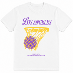 Los Angeles Retro Basketball Hoop Graphic T-Shirt Vintage Sports Fan Tee