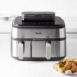 Philips Steam Airfryer 5000 Series Dual Basket - Airfryer & Steamer, 9 Litre, RapidAir Plus, 19 Cooking Functions, 90% Less Fat, 2 Baskets, Steam Cleaning, Silver (NA555/00)