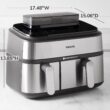 Philips Steam Airfryer 5000 Series Dual Basket - Airfryer & Steamer, 9 Litre, RapidAir Plus, 19 Cooking Functions, 90% Less Fat, 2 Baskets, Steam Cleaning, Silver (NA555/00)