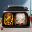 Philips Steam Airfryer 5000 Series Dual Basket - Airfryer & Steamer, 9 Litre, RapidAir Plus, 19 Cooking Functions, 90% Less Fat, 2 Baskets, Steam Cleaning, Silver (NA555/00)