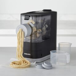 Philips Kitchen Appliances Compact Pasta and Noodle Maker, Viva Collection, Comes with 3 Default Classic Pasta Shaping Discs, Fully Automatic, Recipe Book, Small, Black (HR2371/05)